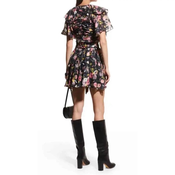 Tanya Taylor NWT $495 Mara Floral Print Flutter Sleeve Mini Dress Size 6 - Picture 2 of 8